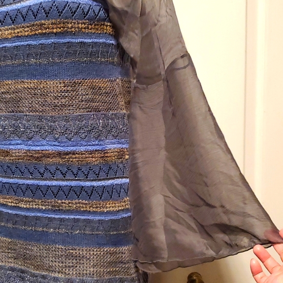 Free People Knitted Women's Linen Blue/Gray Long Sleeve Top - Size Medium - Picture 3 of 9